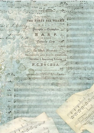 Stamperia Rice Paper Reis Papier A6 Set mit 8 Stück Backgrounds Music