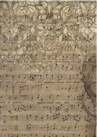 Stamperia Rice Paper Reis Papier A6 Set mit 8 Stück Backgrounds Music