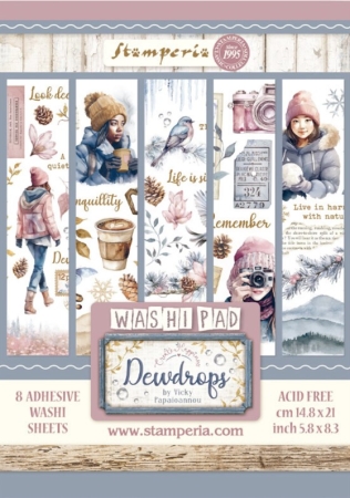 Stamperia Washi Pad 8 Sheets A5 Create Happiness Dewdrops