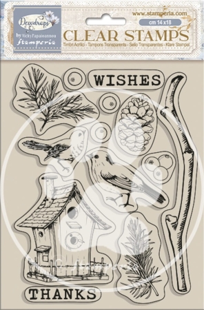 Stamperia Acrylic Stamp 14 x 18 cm Create Happiness Dewdrops Nest Bird