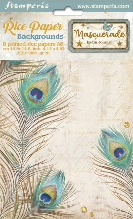 Stamperia A6 Backgrounds Reispapier Rice Paper Selection 8 Backgrounds Masquerade