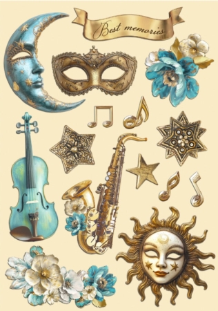 Stamperia Colored Wooden Shape A5 Masquerade