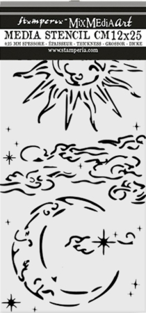 Preview: Stamperia Thick Stencil Schablone 12 x 25 cm Masquerade Sun and Moon