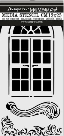 Preview: Stamperia Thick Stencil Schablone 12 x 25 cm Masquerade Window