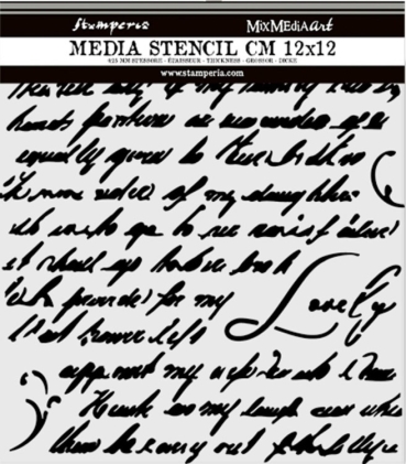 Preview: Stamperia Thick Stencil Schablone 12 x 12 cm Masquerade Handwriting