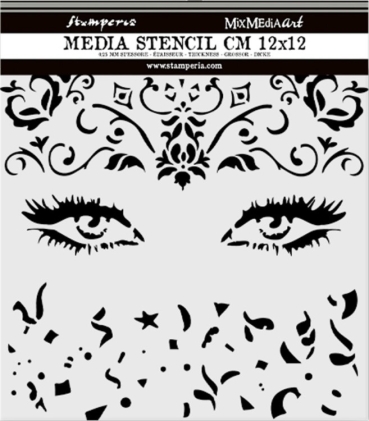 Stamperia Thick Stencil Schablone 12 x 12 cm Masquerade Eyes