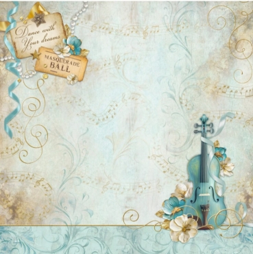 Preview: Stamperia Pack 4 Sheets Fabric Stoffstücke 30 x 30 cm Masquerade