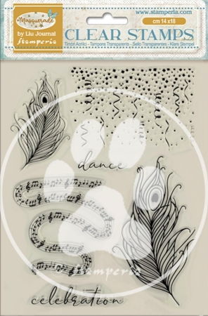 Stamperia Acrylic Stamp 14 x 18 cm Masquerade Feathers