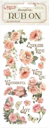 Stamperia Rub-On 10,16 x 21,6 cm House of Roses Writings and Roses