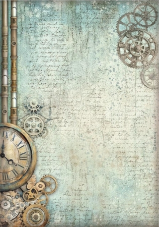 Stamperia A4 Reispapier Rice Paper Master of Magic Clock