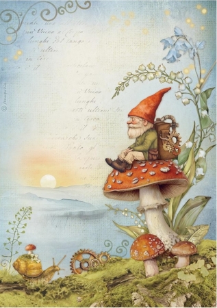 Stamperia A4 Reispapier Rice Paper Hidden Grove Gnome