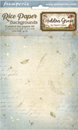 Stamperia A6 Backgrounds Reispapier Rice Paper Selection 8 Backgrounds Hidden Grove