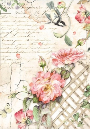 Preview: Stamperia A6 Backgrounds Reispapier Rice Paper Selection 8 Backgrounds House of Roses