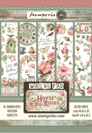Stamperia Washi Pad 8 Sheets A5 House of Roses