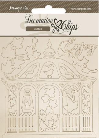 Stamperia Decorative Chips 14 x 14 House of Roses Gazebo