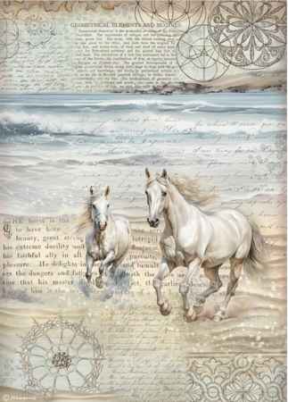 Stamperia A4 Reispapier Rice Paper Silent Sea Horses