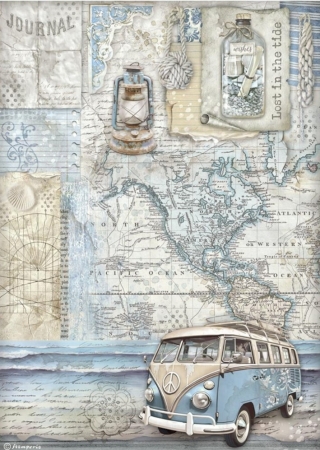 Stamperia A4 Reispapier Rice Paper Silent Sea Van