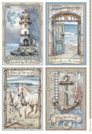 Stamperia A4 Reispapier Rice Paper Silent Sea 4 Cards