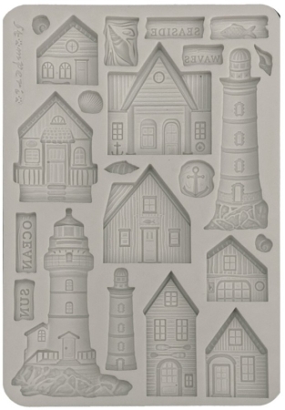 Stamperia Silikon Mould A5 Silent Sea Houses and Lighthouse