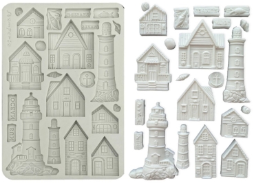 Preview: Stamperia Silikon Mould A5 Silent Sea Houses and Lighthouse