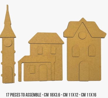 Preview: Stamperia Crafty Shapes: Silent Sea Village Tower Landscape