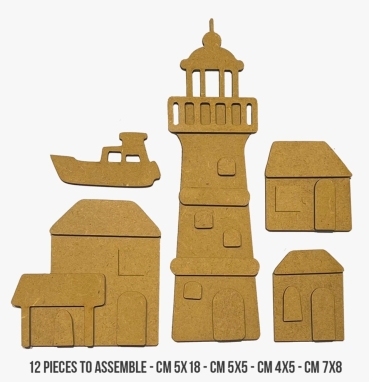 Preview: Stamperia Crafty Shapes: Silent Sea Lighthouse Landscape