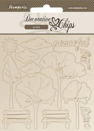 Stamperia Assortment Village: 4 Crafty Shapes and 2 Decorative Chips