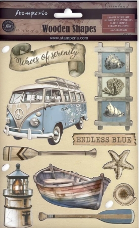 Stamperia Colored Wooden Shape A5 Silent Sea Endless Blue