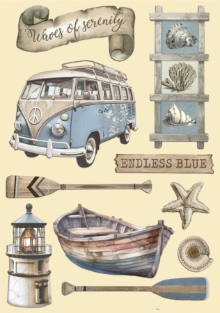 Preview: Stamperia Colored Wooden Shape A5 Silent Sea Endless Blue