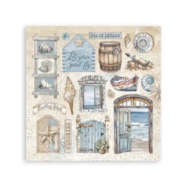 Preview: Stamperia Sticker 165 mm x 165 4 Sheets Silent Sea
