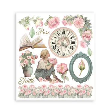 Preview: Stamperia Rub-On 20,5 x 23 cm Assortment House of Roses