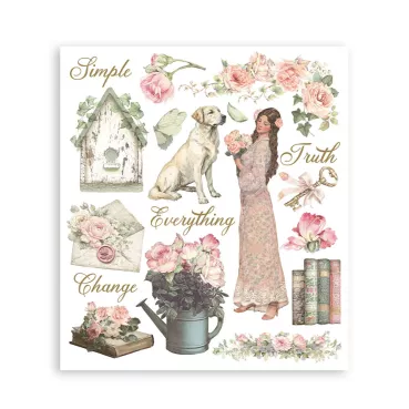 Preview: Stamperia Rub-On 20,5 x 23 cm Assortment House of Roses