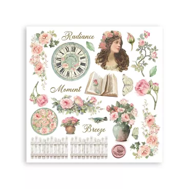 Preview: Stamperia Rub-On 15,5 x 15,5 cm Assortment House of Roses