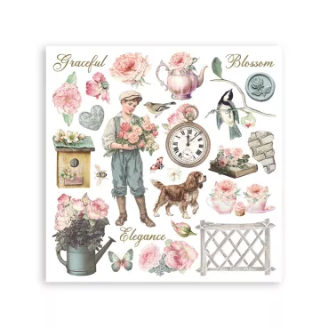 Preview: Stamperia Rub-On 15,5 x 15,5 cm Assortment House of Roses