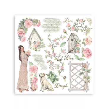 Preview: Stamperia Rub-On 15,5 x 15,5 cm Assortment House of Roses
