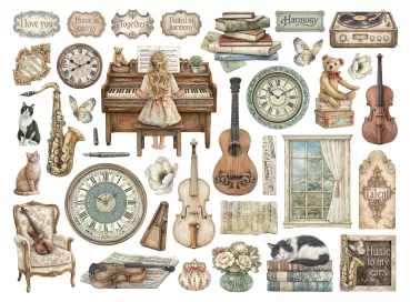 Preview: Stamperia Printed Decorative Die Cuts for Art and Craft - Symphony