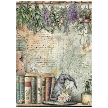 Stamperia A4 Rice Paper Reispapier Herbarium Silvae Books