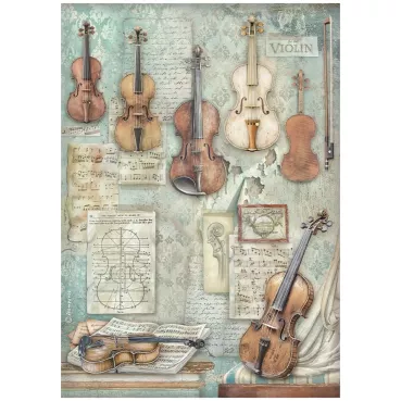 Preview: Stamperia Printed 6 Rice Paper A4 Selection for Art and Craft Reis Papier Symphony