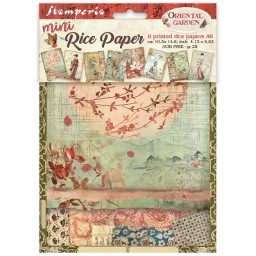 Stamperia Printed Mini Rice Paper A6 Reispapier for Art and Craft Oriental Garden