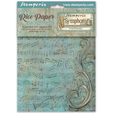 Stamperia Printed A6 Rice Paper Backgrounds Selection for Art and Craft Symphony