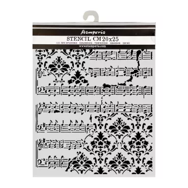 Stamperia Cut Laser Stencil for Art and Craft 20 x 25 cm Symphony Score and Frize