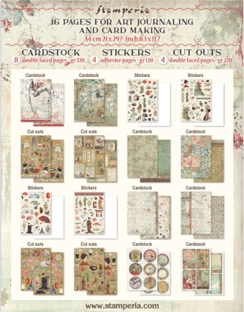 Preview: Stamperia Printed Art Junk Journal Stickers, Cut-outs, Backgrounds for Art and Craft Oriental Garden