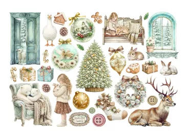 Preview: Stamperia Printed Decorative Ephemera for Art and Craft White Christmas