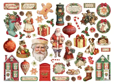 Preview: Stamperia Printed Decorative Die Cuts for Art and Craft Classic Christmas