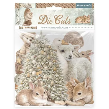 Stamperia Printed Decorative Die Cuts for Art and Craft White Christmas