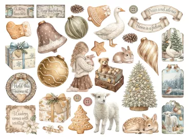 Preview: Stamperia Printed Decorative Die Cuts for Art and Craft White Christmas