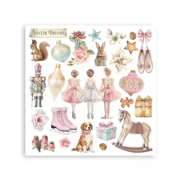 Preview: Stamperia Printed Decorative Rub on Kit for Art an Craft cm 15,5 x 15,5 cm Winter Magic