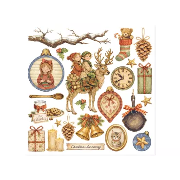 Preview: Stamperia Printed Decorative Rub on Kit for Art an Craft cm 15,5 x 15,5 cm Silent Night