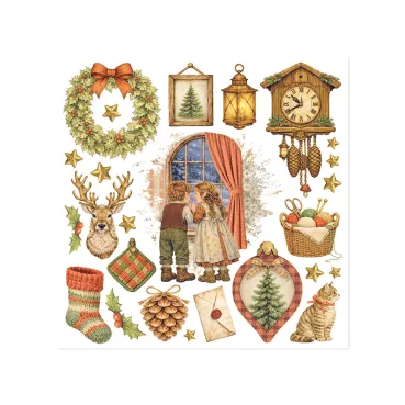 Preview: Stamperia Printed Decorative Rub on Kit for Art an Craft cm 15,5 x 15,5 cm Silent Night