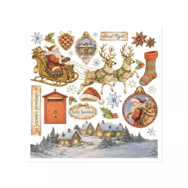 Preview: Stamperia Printed Decorative Rub on Kit for Art an Craft cm 15,5 x 15,5 cm Silent Night